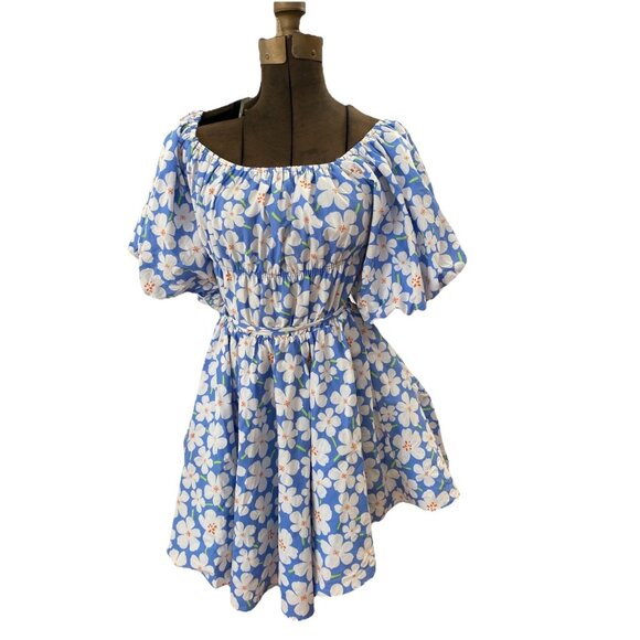 &Merci Dress Memorable Poise Blue Floral Mini Dress Large Merci - Picture 2 of 10